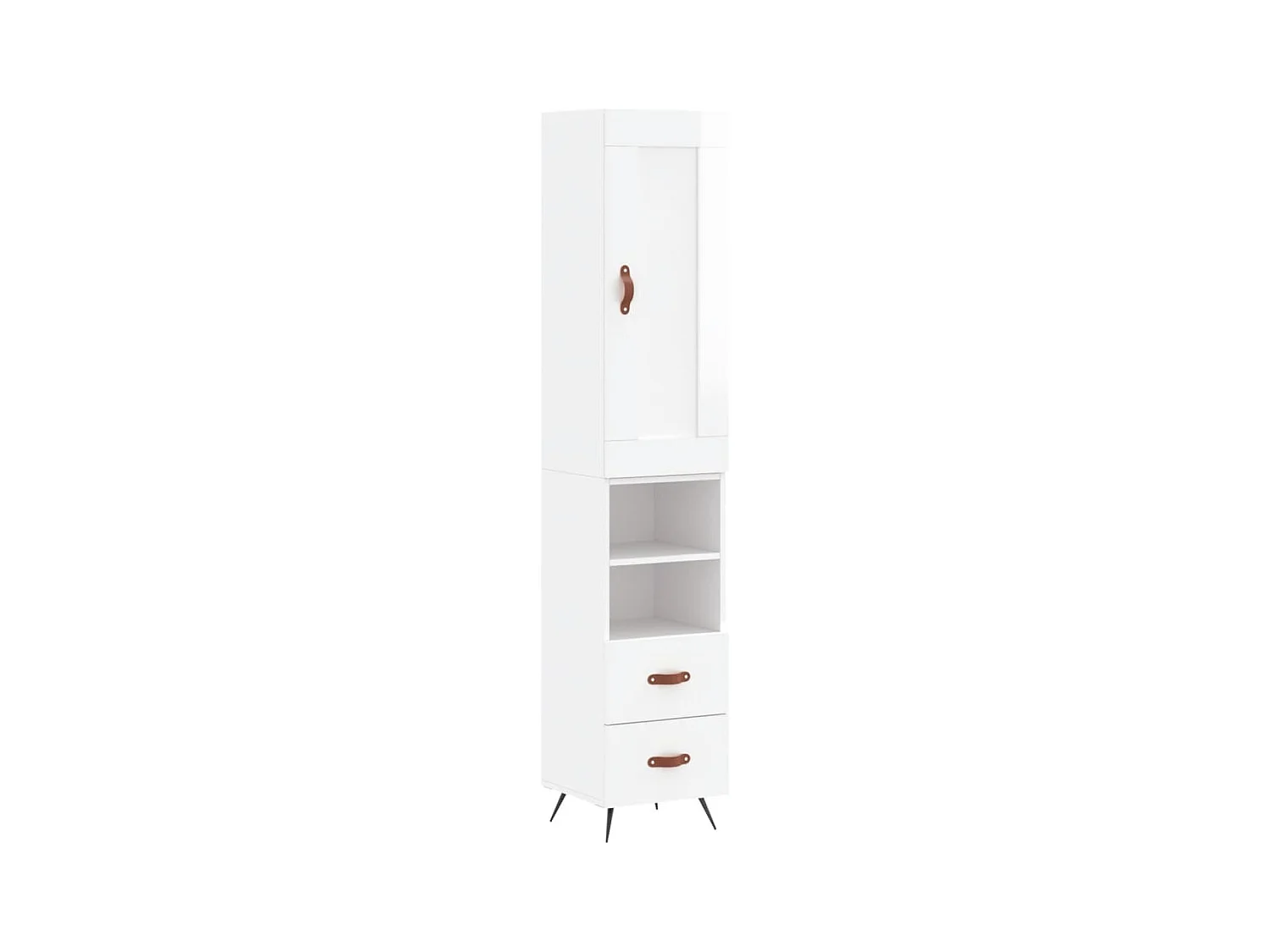 Buffet | Bahut | Meuble de rangement haut Blanc brillant 34,5x34x180 cm Bois d'ingénierie
