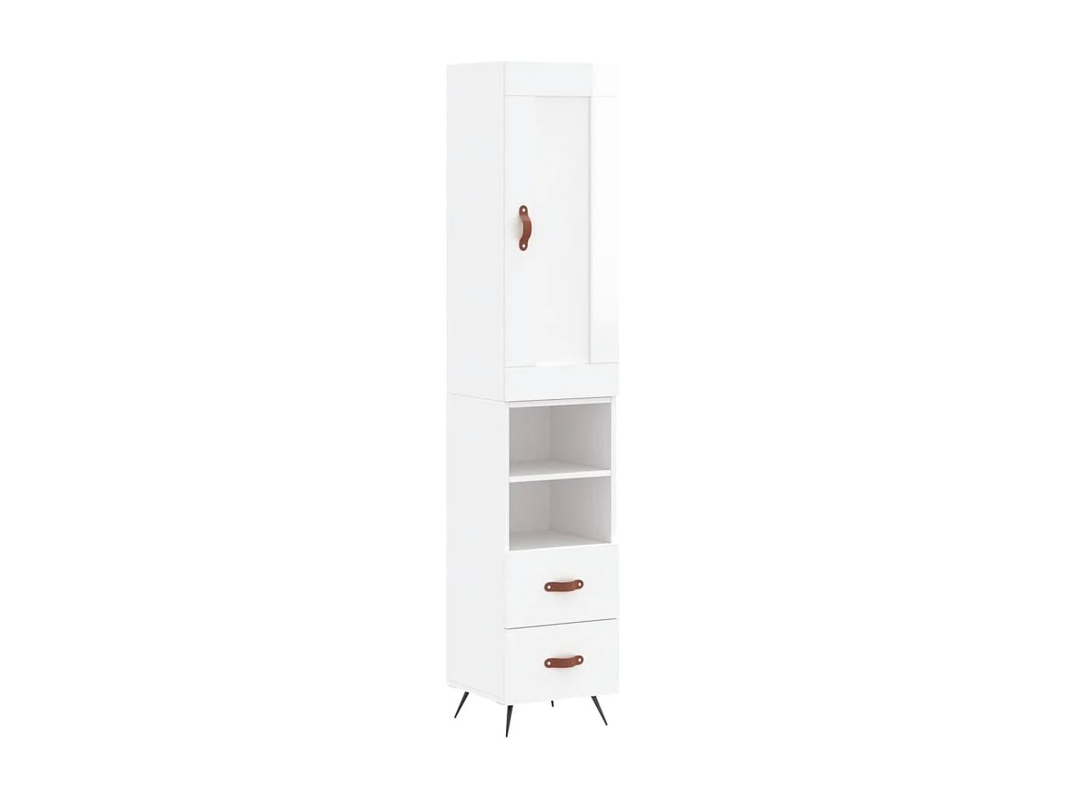 Buffet | Bahut | Meuble de rangement haut Blanc brillant 34,5x34x180 cm Bois d'ingénierie