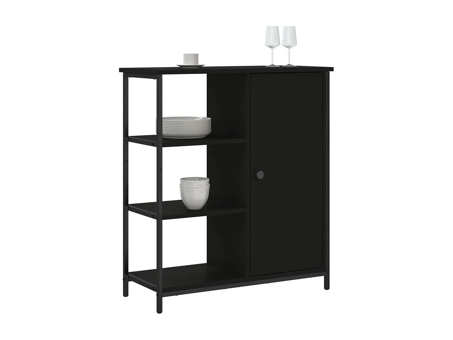 Buffet | Bahut | Meuble de rangement noir 70x30x80 cm bois d'ingénierie