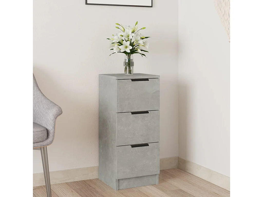 Buffet | Bahut | Meuble de rangement Gris béton 30x30x70 cm Bois d'ingénierie