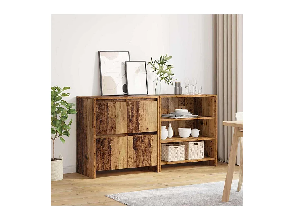 Buffet | Bahut | Meuble de rangement 2 pcs Bois ancien 70 x 41 x 75 cm Bois d'ingénierie