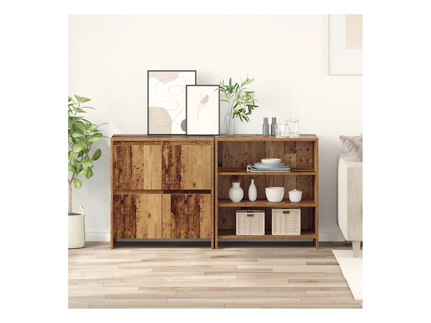 Credenza | Buffet | Armadio 2 pcs Legno vecchio 70 x 41 x 75 cm Legno multistrato