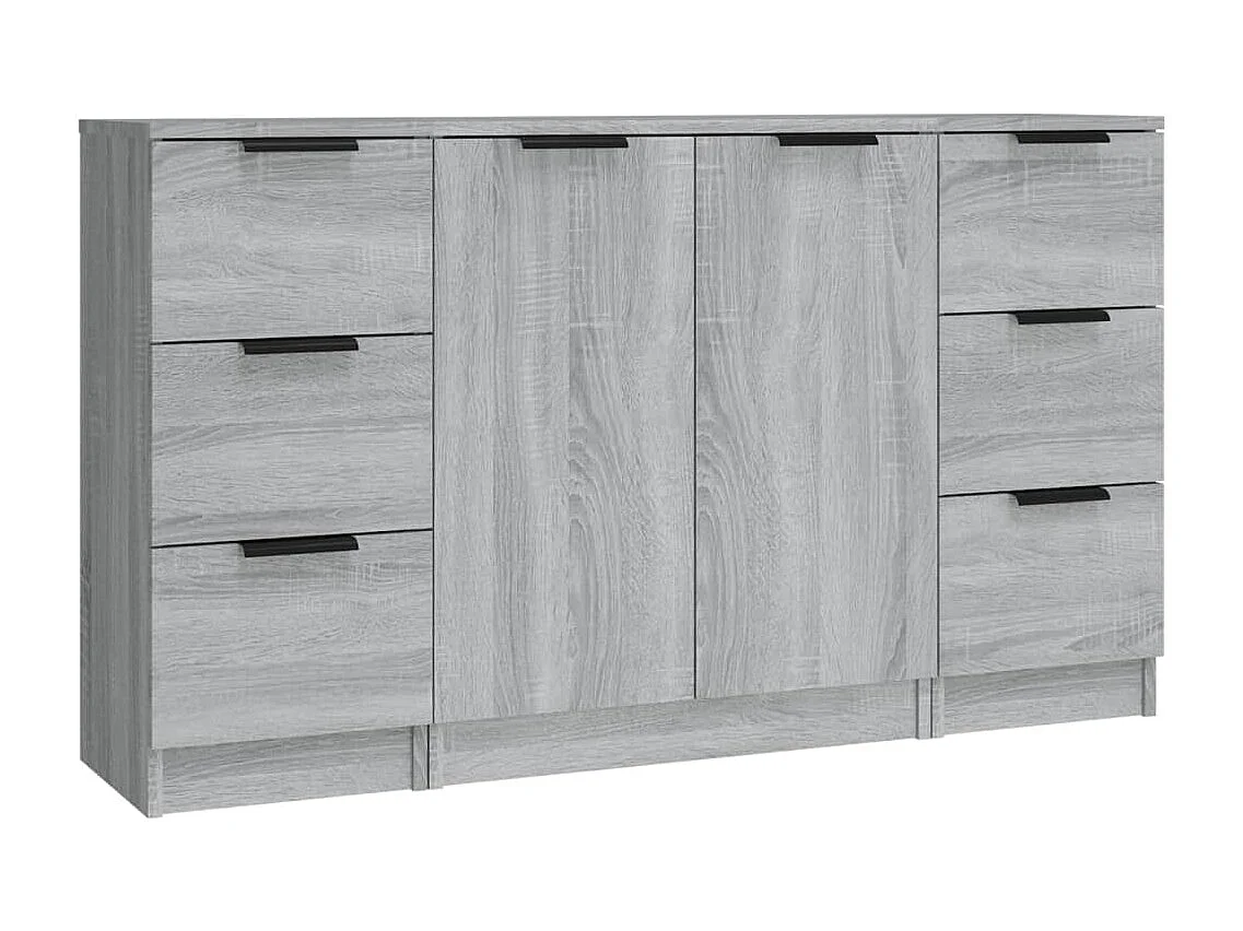 Credenze | Buffet | Armadi 3 pz Grigio Sonoma in Legno Multistrato