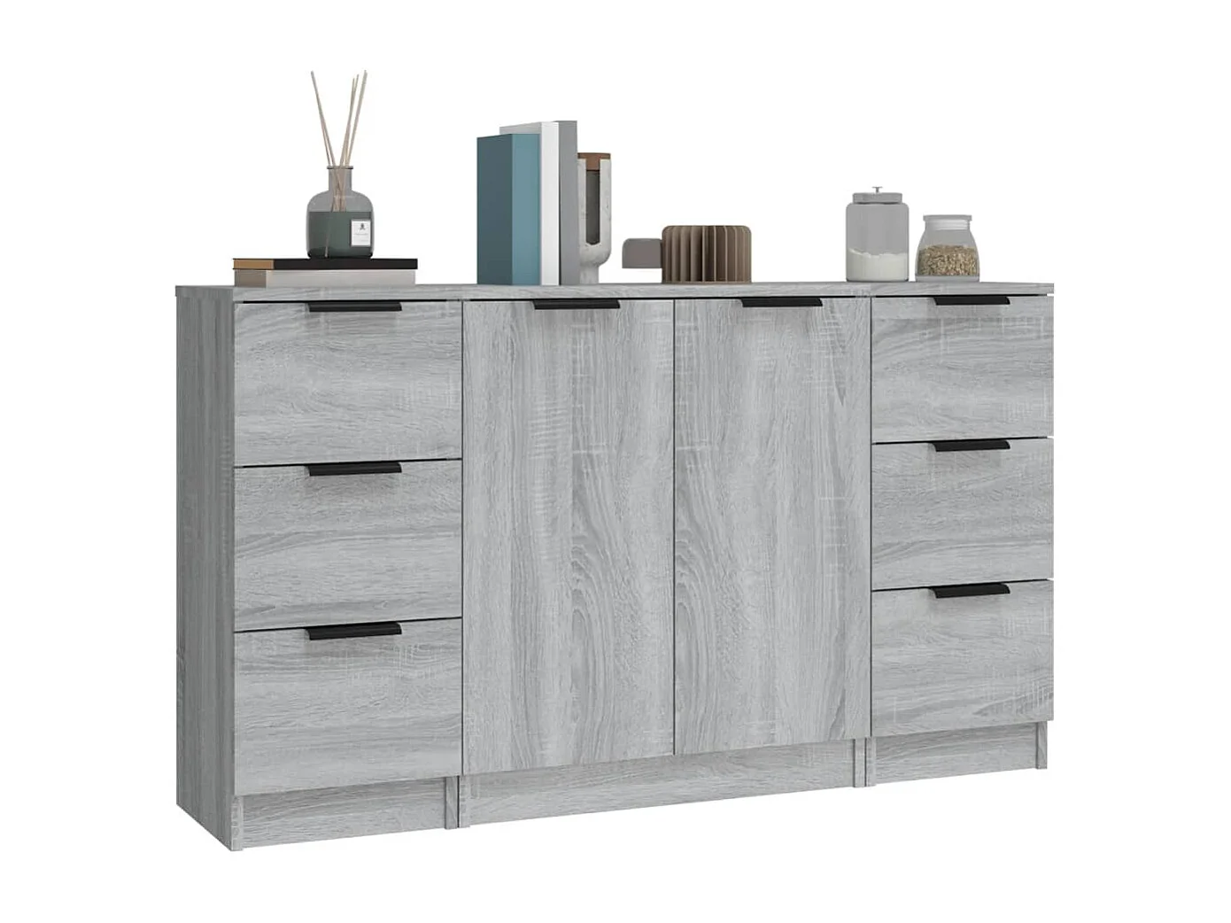 Credenze | Buffet | Armadi 3 pz Grigio Sonoma in Legno Multistrato