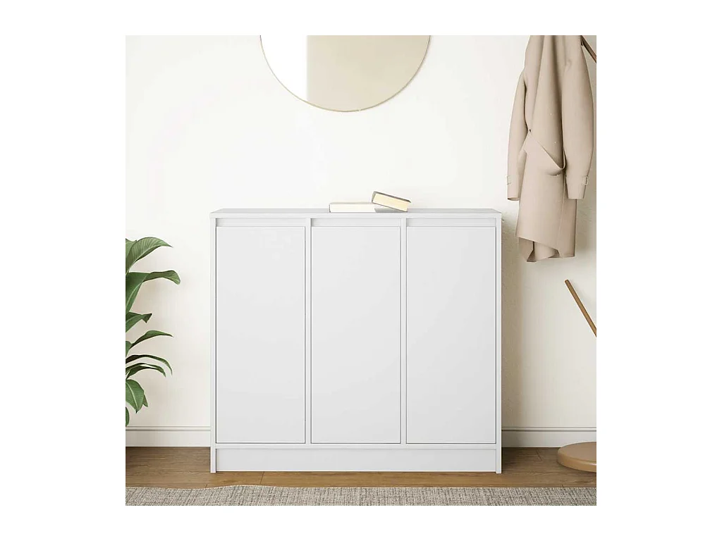 Credenza | Buffet | Armadio Bianca 85x34x76 cm in Legno Multistrato