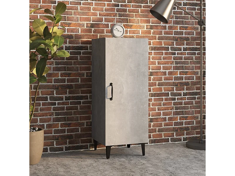 Credenza | Buffet | Armadio Grigio Cemento 34,5x34x90 cm in Legno Multistrato