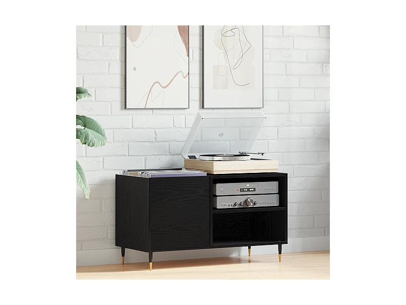 Buffet | Bahut | Meuble de rangement enregistreur Noir Chêne 84,5x38x48 cm Bois d'ingénierie