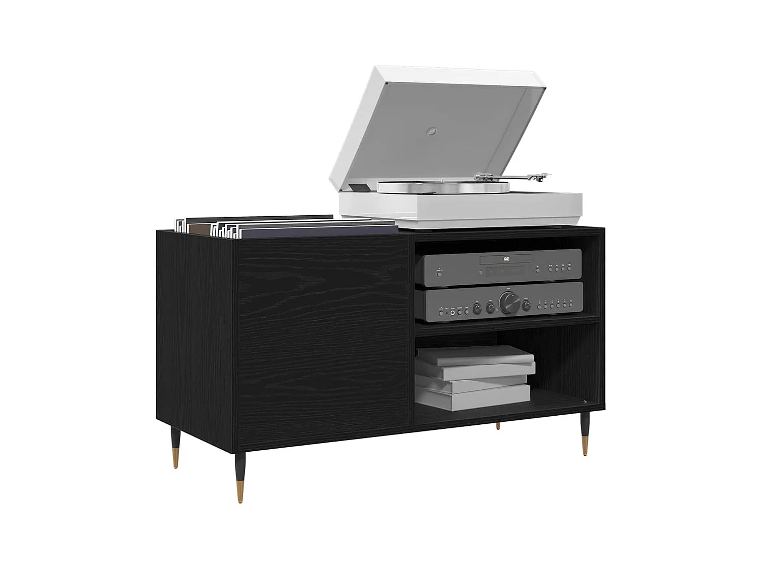 Buffet | Bahut | Meuble de rangement enregistreur Noir Chêne 84,5x38x48 cm Bois d'ingénierie