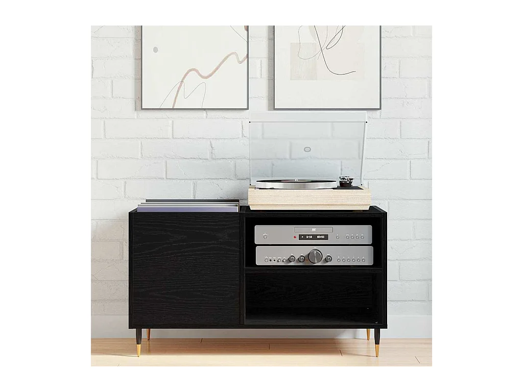 Buffet | Bahut | Meuble de rangement enregistreur Noir Chêne 84,5x38x48 cm Bois d'ingénierie