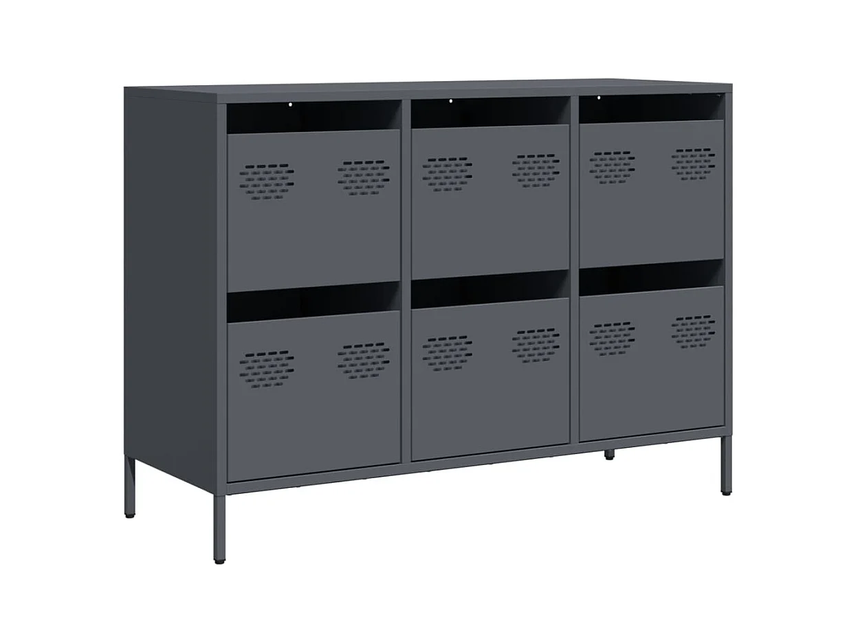 Credenza | Buffet | Armadio Antracite 101,5x39x73,5cm in Acciaio Laminato a Freddo