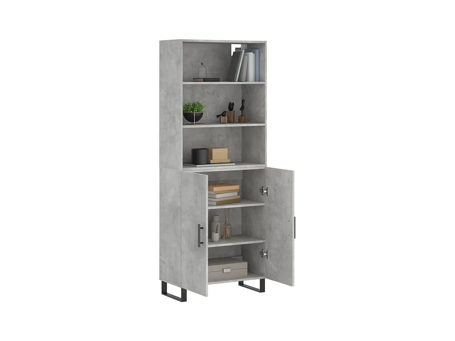 Buffet | Bahut | Meuble de rangement haut Gris béton 69,5x34x180 cm Bois d'ingénierie