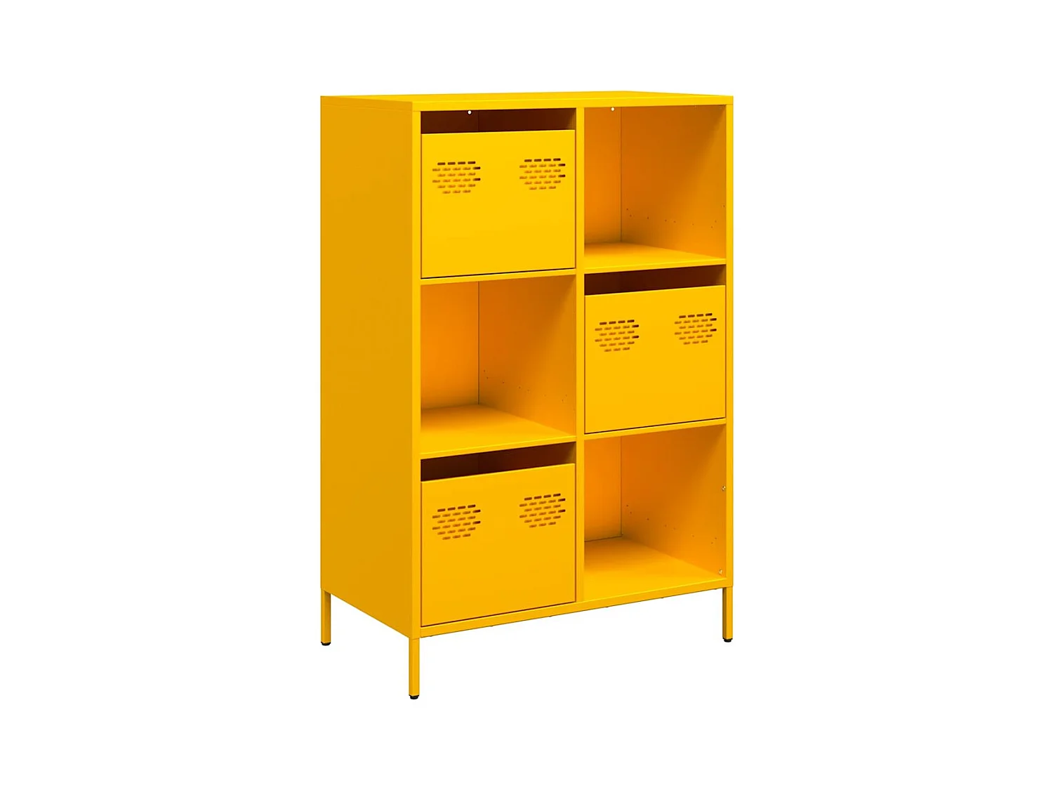 Buffet | Commode à tiroir | Meuble de rangement haut jaune moutarde 68x39x103,5 cm acier
