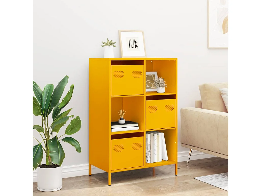 Credenza | Buffet | Armadio Giallo Senape 68x39x103,5 cm in Acciaio
