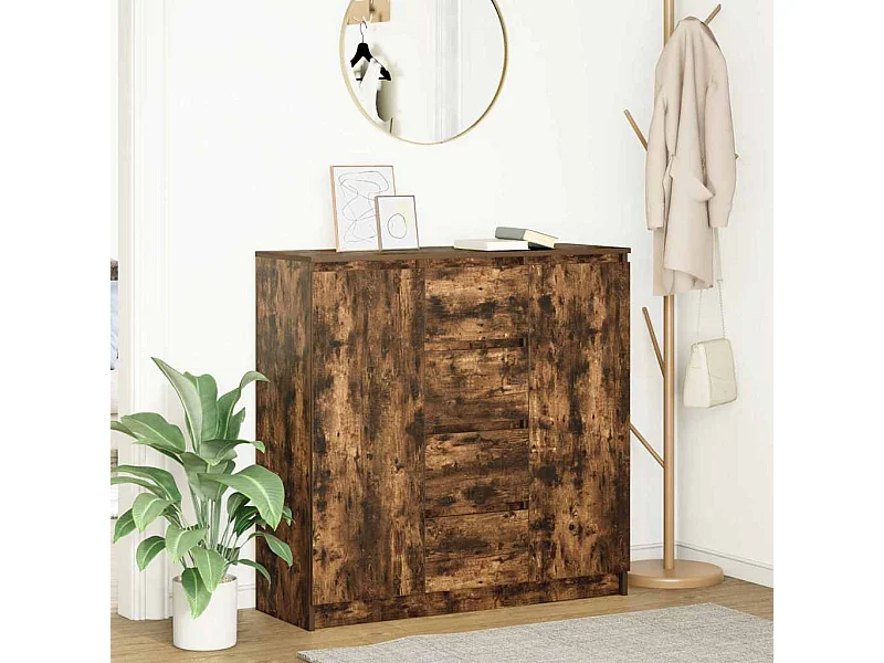 Buffet | Commode à tiroir | Meuble de rangement avec tiroirs chêne fumé 100,5x35x98,5 cm bois ingénierie