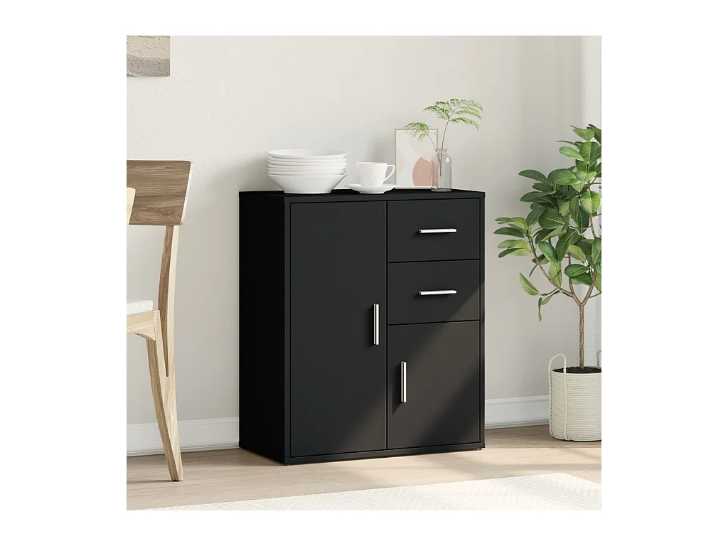 Buffet | Bahut | Meuble de rangement noir 60x31x70 cm bois d'ingénierie
