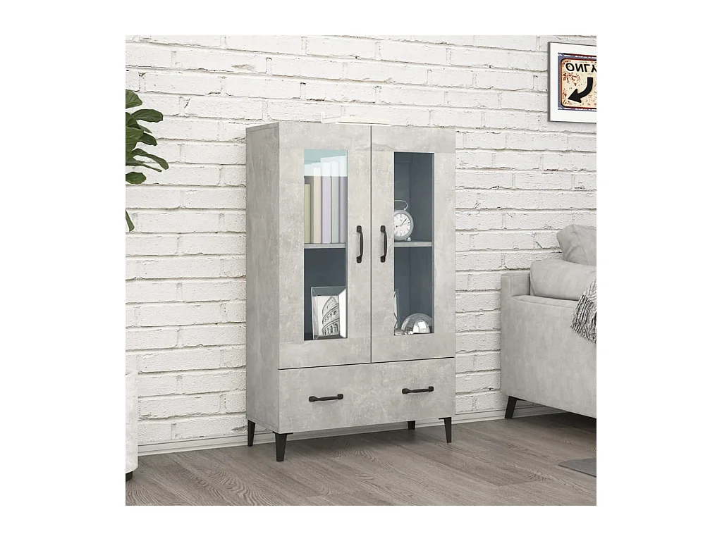 Buffet | Bahut | Meuble de rangement haut Gris béton 70x31x115 cm Bois d'ingénierie