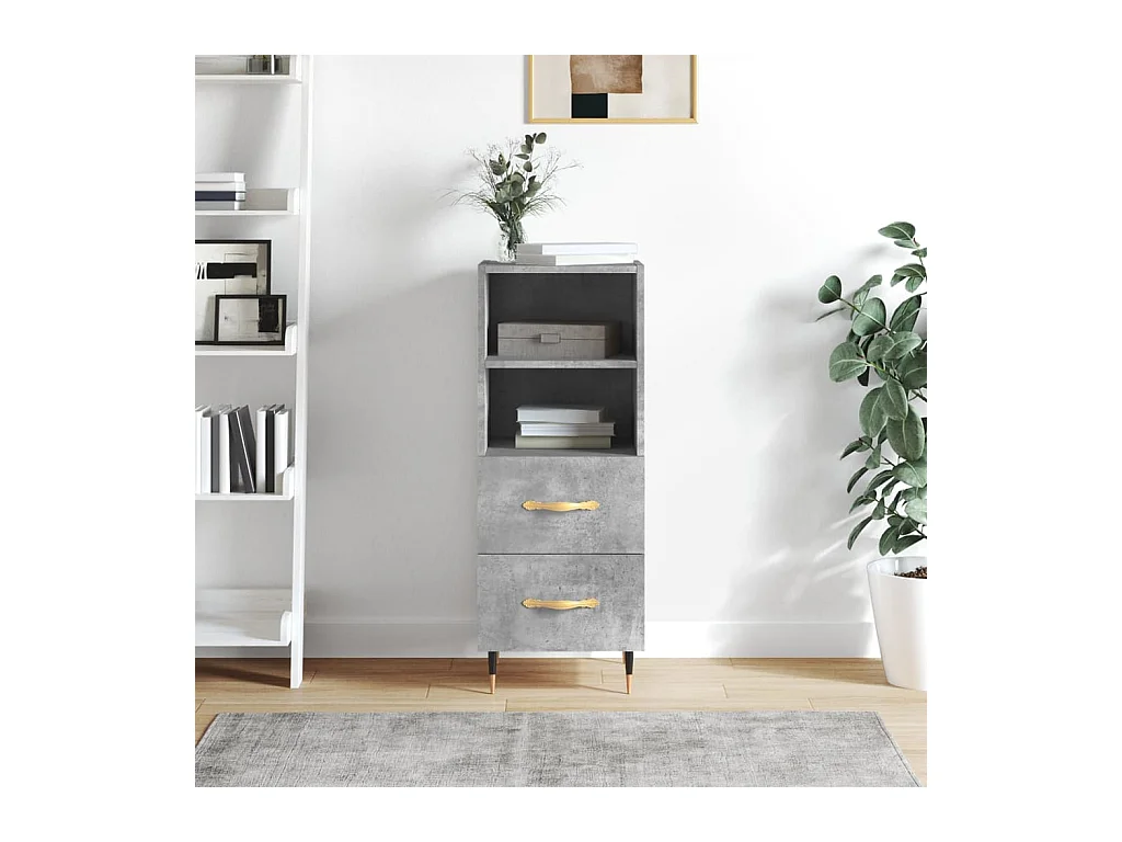 Buffet | Bahut | Meuble de rangement Gris béton 34,5x34x90 cm Bois d'ingénierie