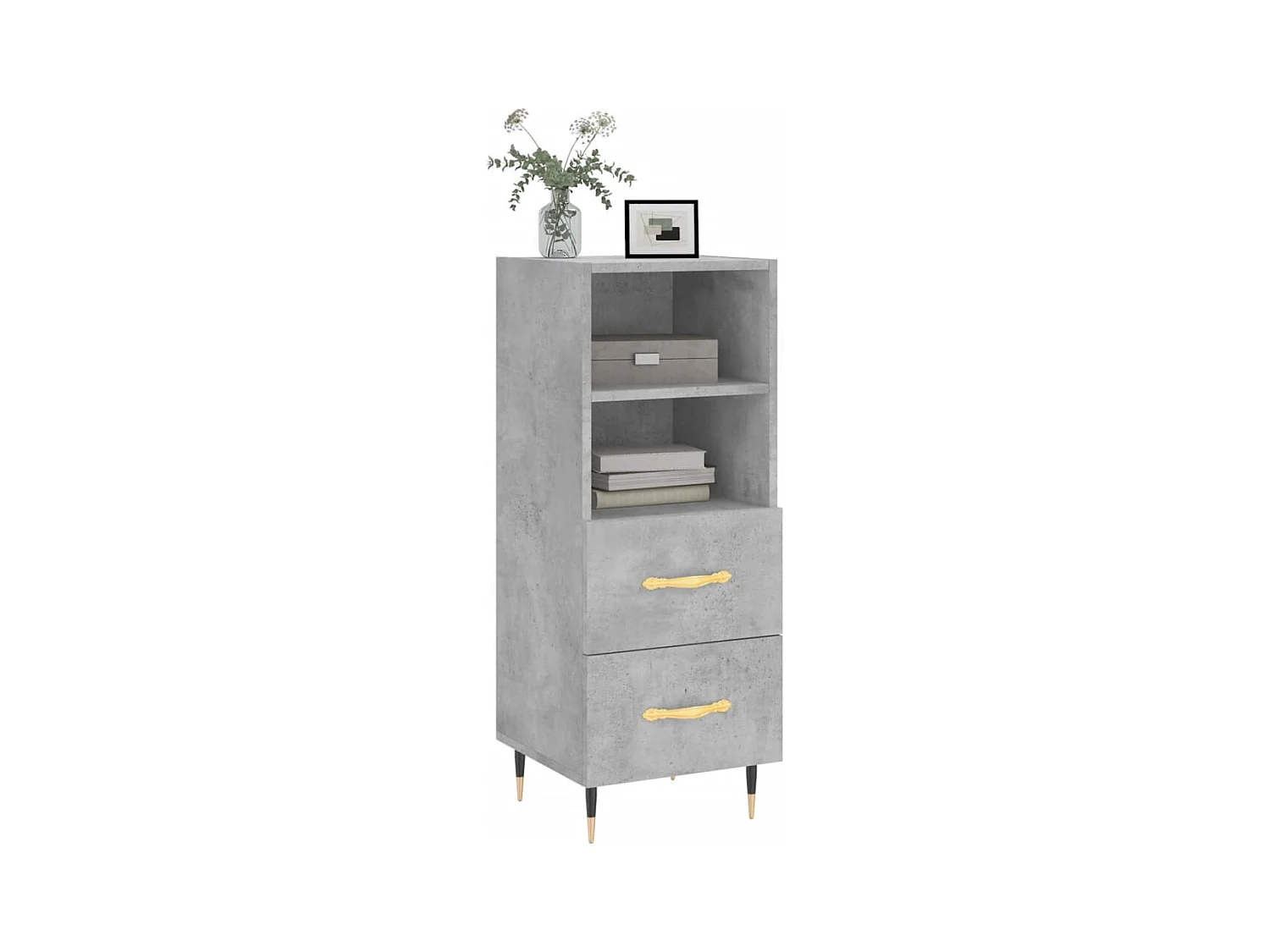 Buffet | Bahut | Meuble de rangement Gris béton 34,5x34x90 cm Bois d'ingénierie