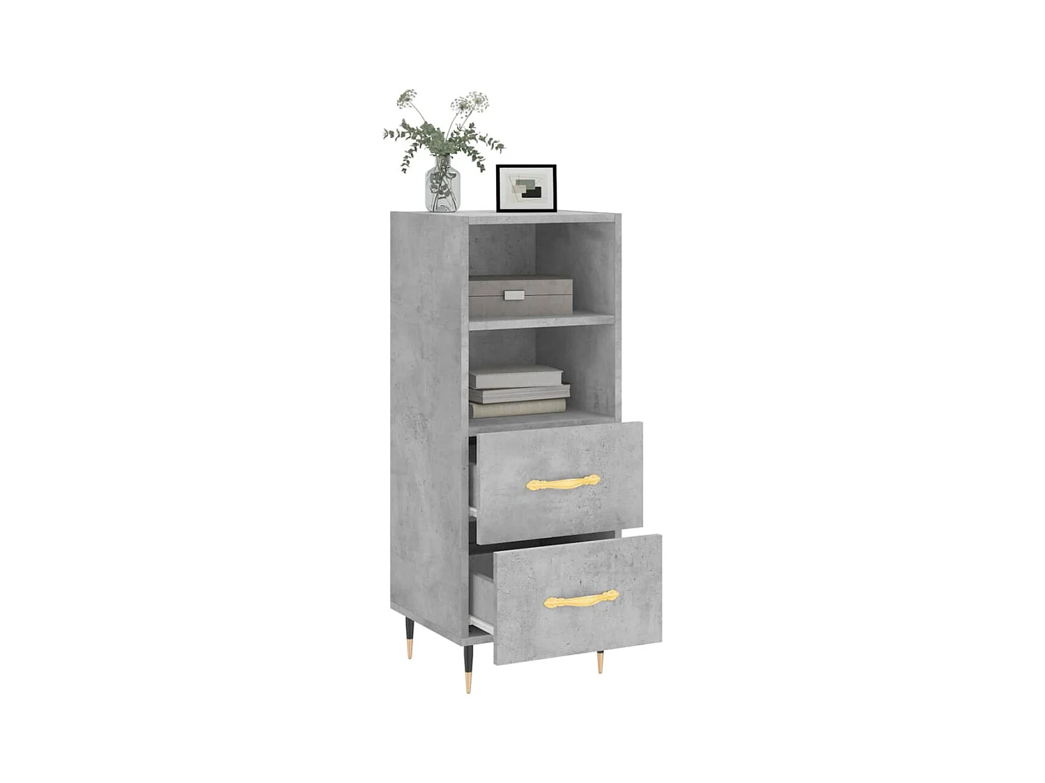 Buffet | Bahut | Meuble de rangement Gris béton 34,5x34x90 cm Bois d'ingénierie