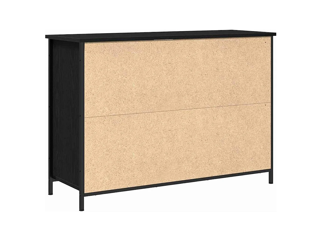 Buffet | Bahut | Meuble de rangement Chêne Noir 100x35x70 cm Bois d'ingénierie et Acier