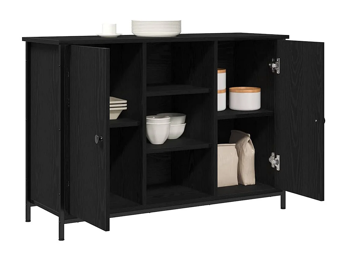 Buffet | Bahut | Meuble de rangement Chêne Noir 100x35x70 cm Bois d'ingénierie et Acier
