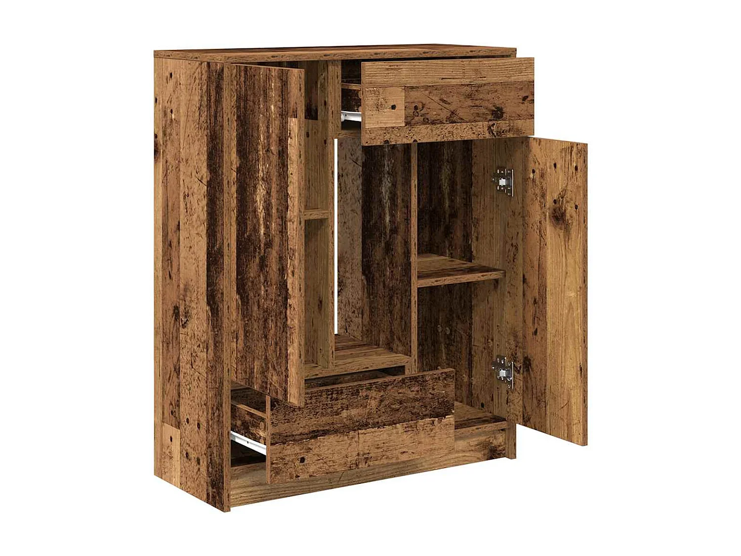 Buffet | Commode à tiroir | Meuble de rangement avec tiroirs et portes vieux bois 73x31x90 cm