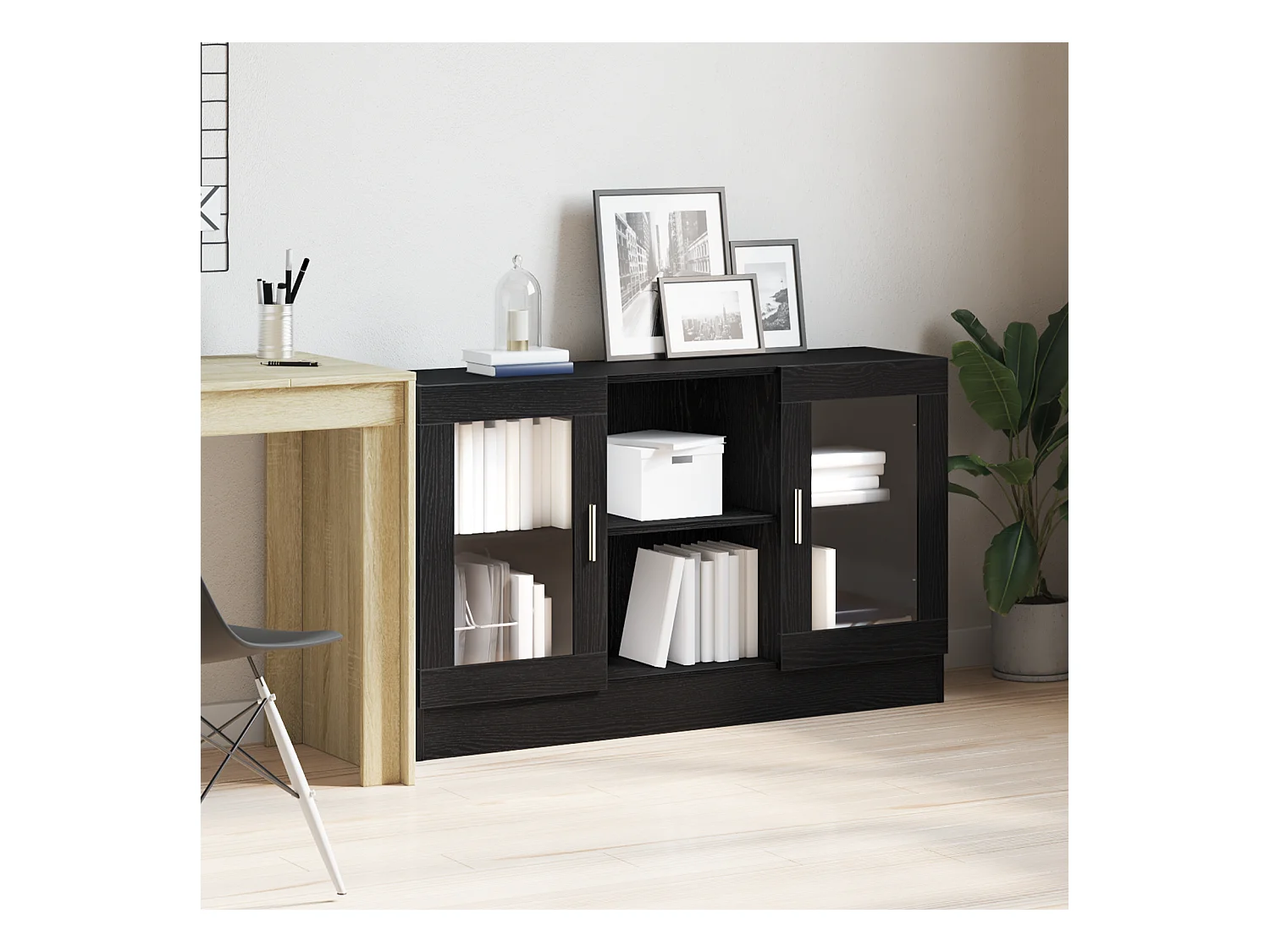 Credenza | Buffet | Armadio Nera in Rovere 120x30,5x70 cm in Legno Ingegnerizzato
