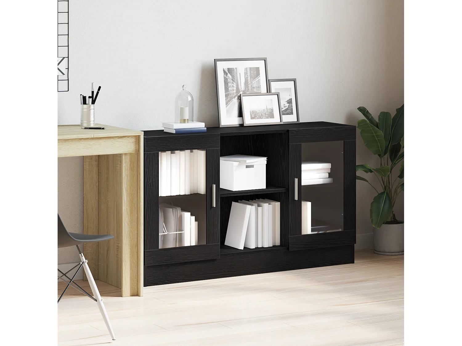 Credenza | Buffet | Armadio Nera in Rovere 120x30,5x70 cm in Legno Ingegnerizzato