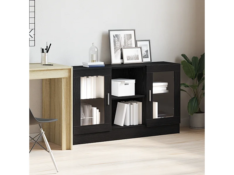 Credenza | Buffet | Armadio Nera in Rovere 120x30,5x70 cm in Legno Ingegnerizzato