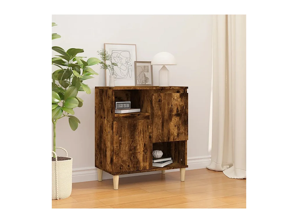 Buffet | Bahut | Meuble de rangement Chêne fumé 60x35x70 cm Bois d'ingénierie