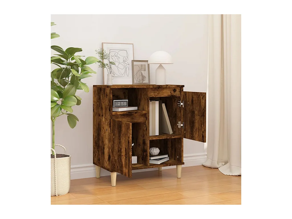 Buffet | Bahut | Meuble de rangement Chêne fumé 60x35x70 cm Bois d'ingénierie