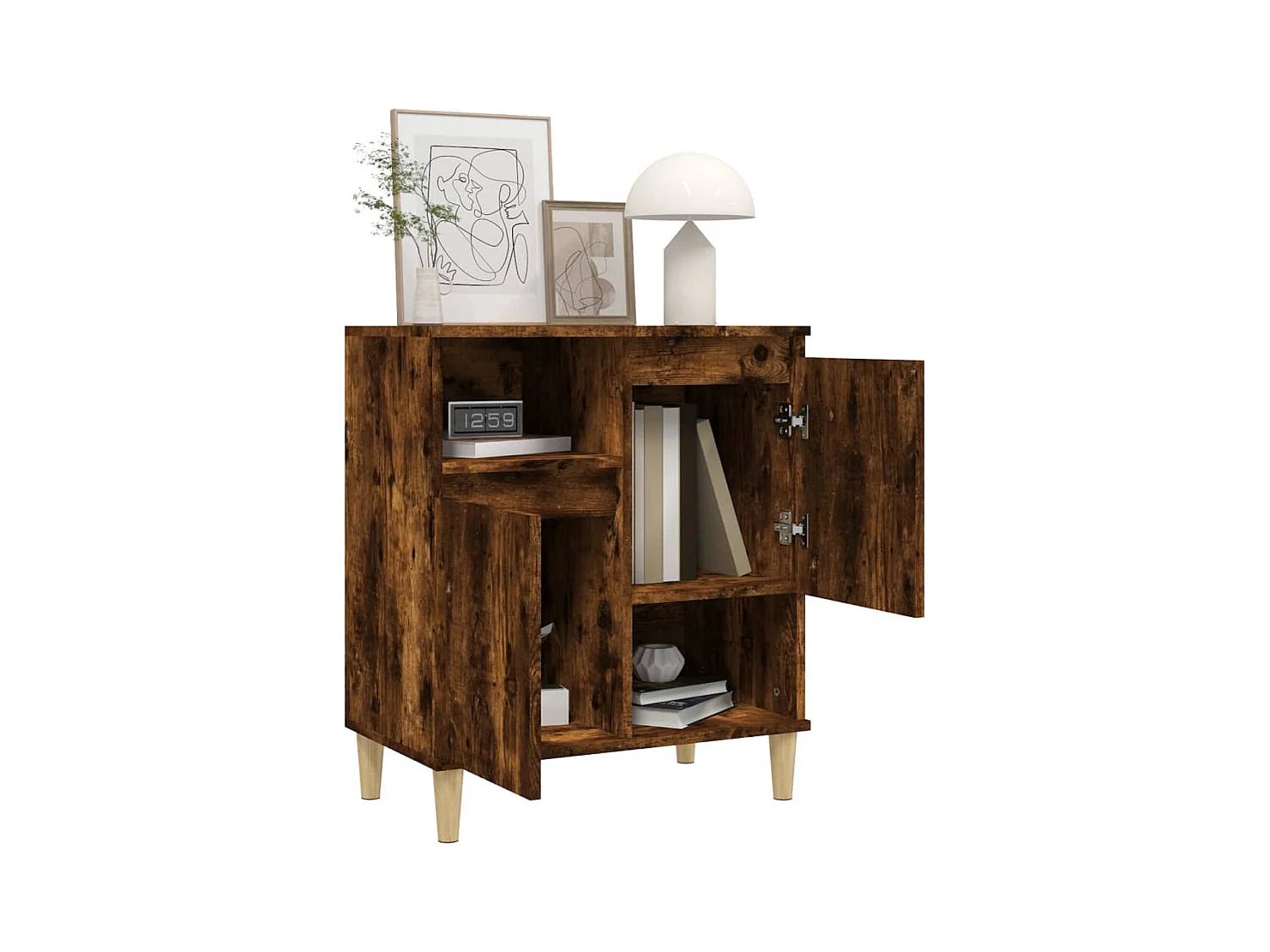 Buffet | Bahut | Meuble de rangement Chêne fumé 60x35x70 cm Bois d'ingénierie