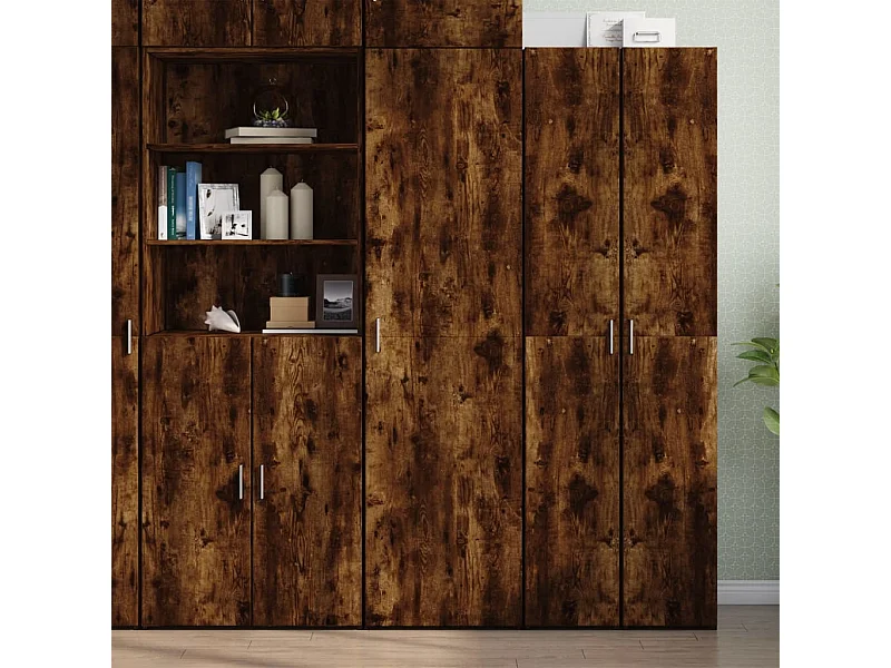 Buffet | Bahut | Meuble de rangement haut chêne fumé 50x42,5x185 cm bois d'ingénierie