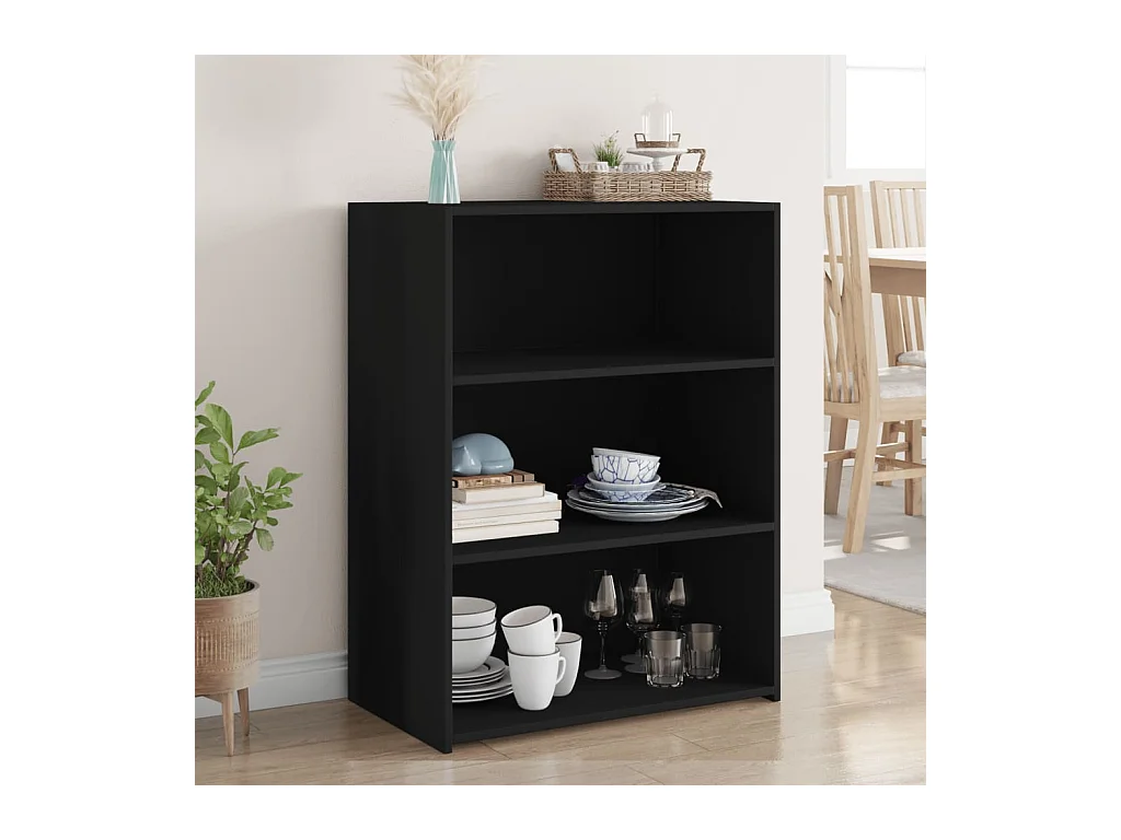 Credenza | Buffet | Armadio Nera 70x41x93 cm in Legno Multistrato