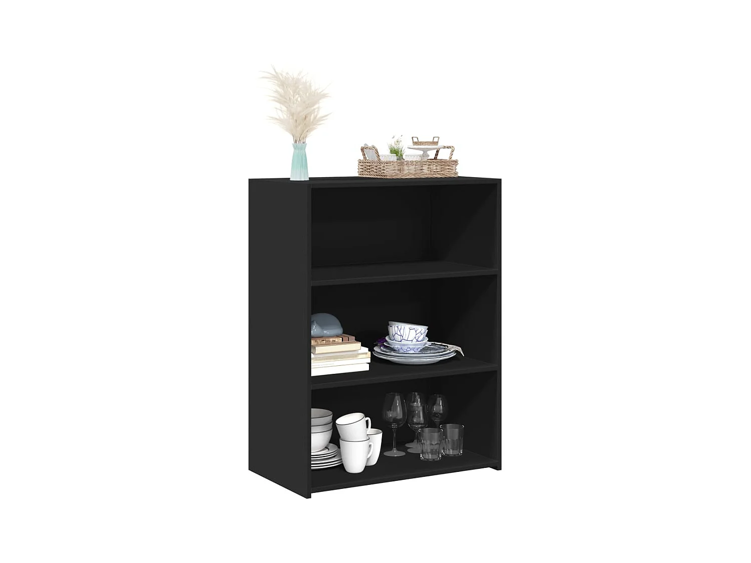 Credenza | Buffet | Armadio Nera 70x41x93 cm in Legno Multistrato