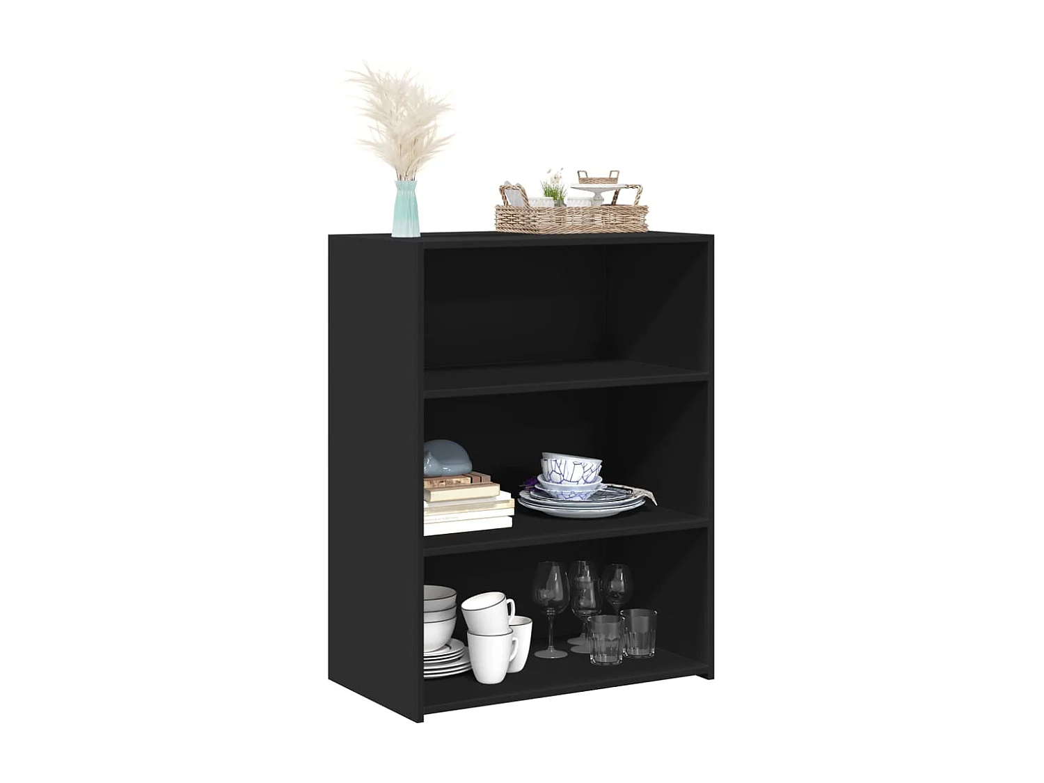 Buffet | Bahut | Meuble de rangement noir 70x41x93 cm bois d'ingénierie