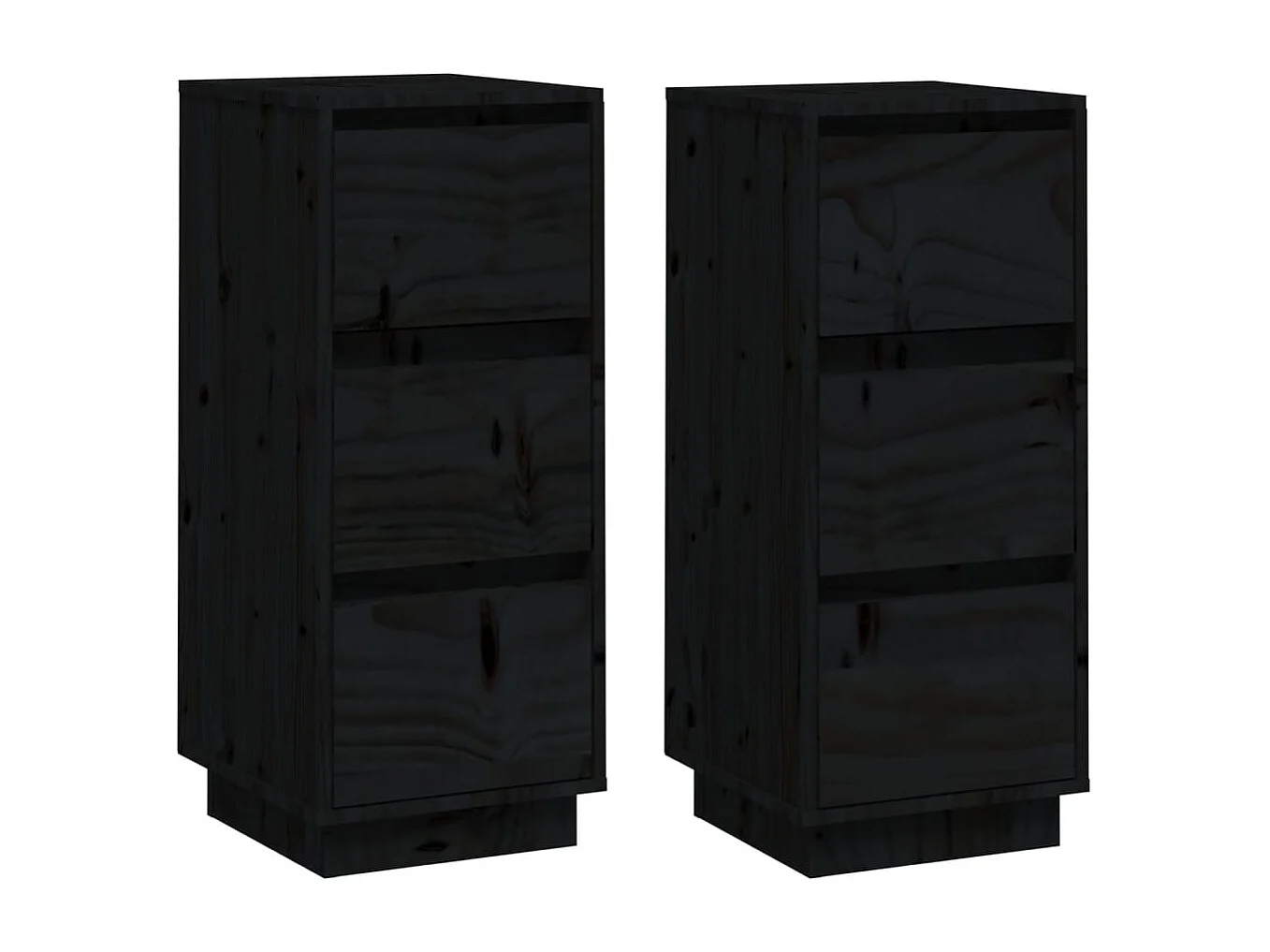 Buffets | Bahuts | Meuble de rangement 2 pcs Noir 32x34x75 cm Bois massif de pin