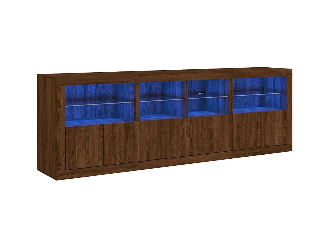 Buffet | Bahut | Meuble de rangement avec lumières LED chêne marron 202x37x67 cm