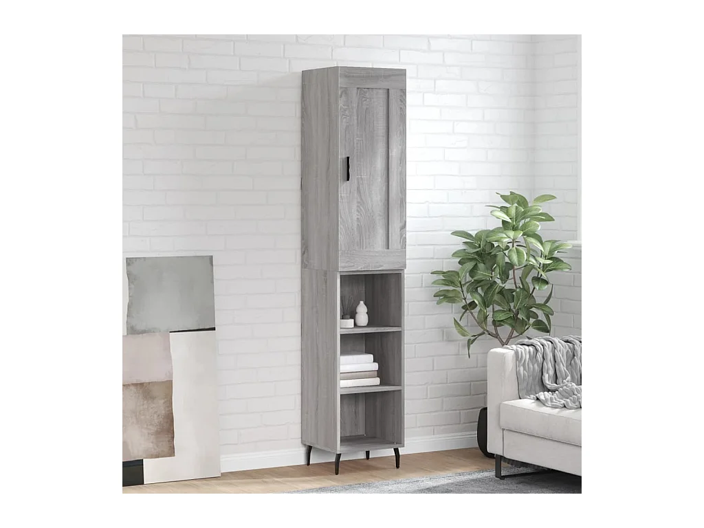 Credenza | Buffet | Armadio Grigio Sonoma 34,5x34x180 cm in Legno Multistrato