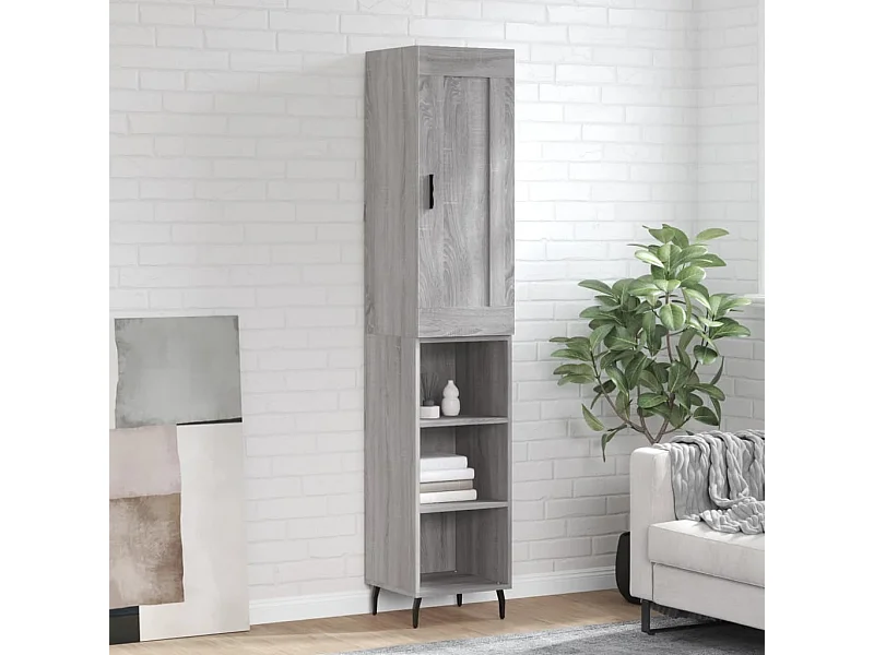 Buffet | Bahut | Meuble de rangement haut Sonoma gris 34,5x34x180 cm Bois d'ingénierie