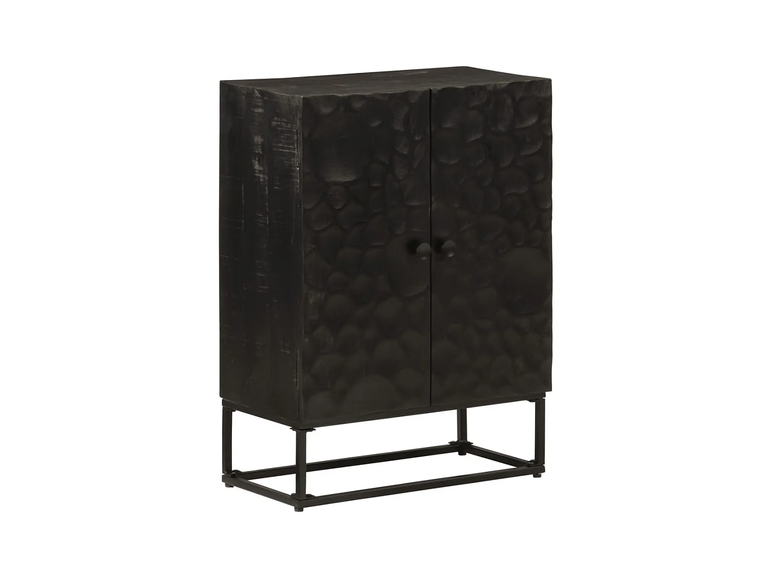 Buffet | Bahut | Meuble de rangement noir 55x30x76 cm bois massif de manguier et fer