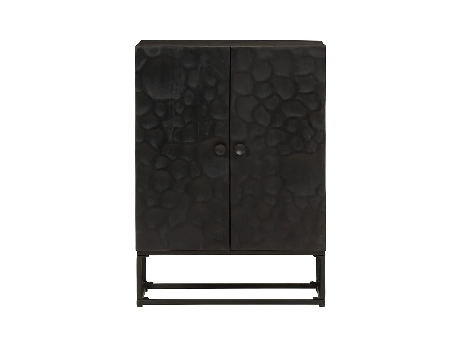 Buffet | Bahut | Meuble de rangement noir 55x30x76 cm bois massif de manguier et fer