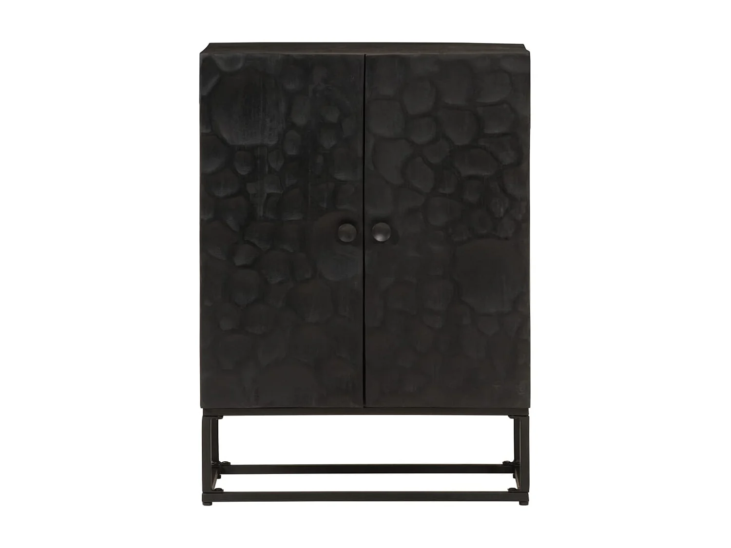 Credenza | Buffet | Armadio Nera 55x30x76 cm in Legno Massello di Mango e Ferro