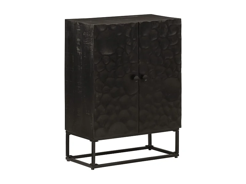 Credenza | Buffet | Armadio Nera 55x30x76 cm in Legno Massello di Mango e Ferro