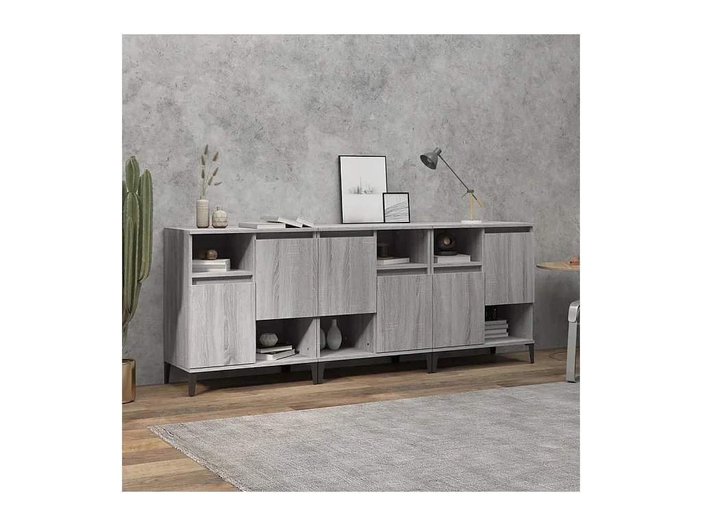 Buffets | Bahuts | Meuble de rangement 3 pcs sonoma gris 60x35x70 cm bois d'ingénierie