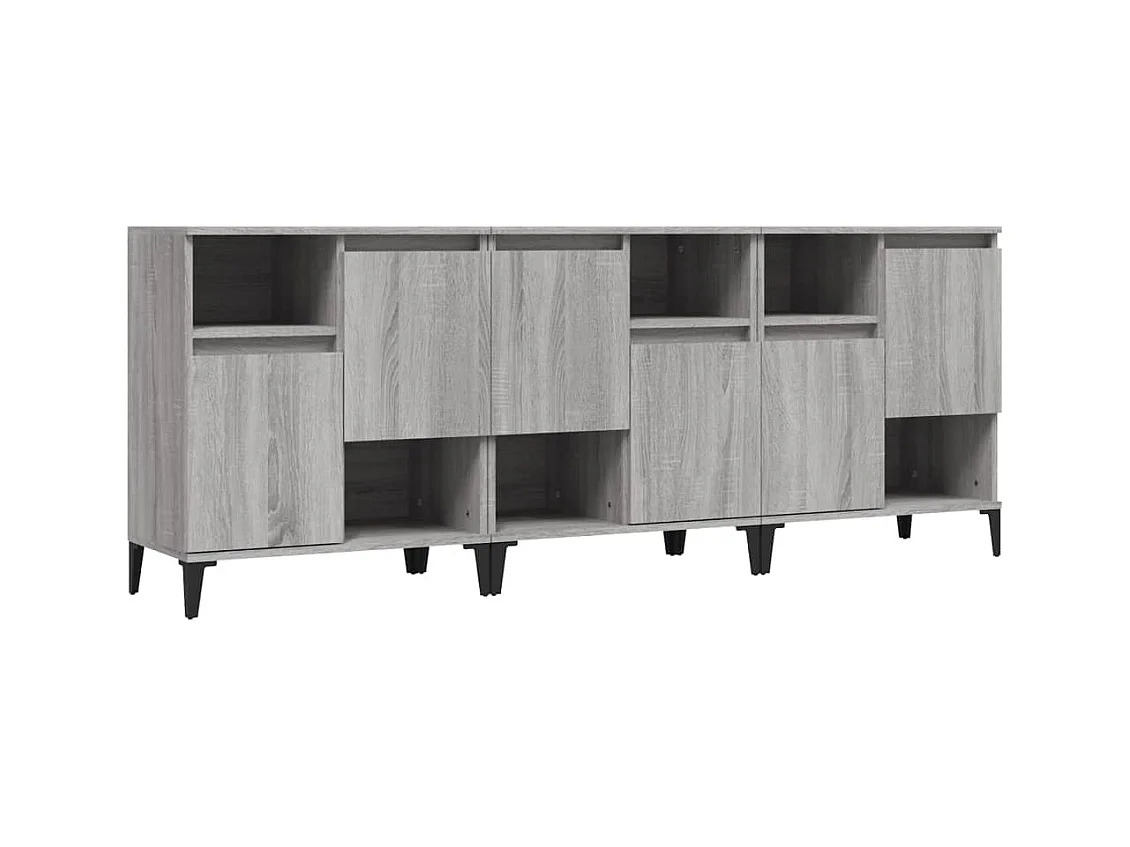 Buffets | Bahuts | Meuble de rangement 3 pcs sonoma gris 60x35x70 cm bois d'ingénierie