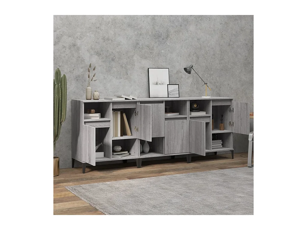 Buffets | Bahuts | Meuble de rangement 3 pcs sonoma gris 60x35x70 cm bois d'ingénierie