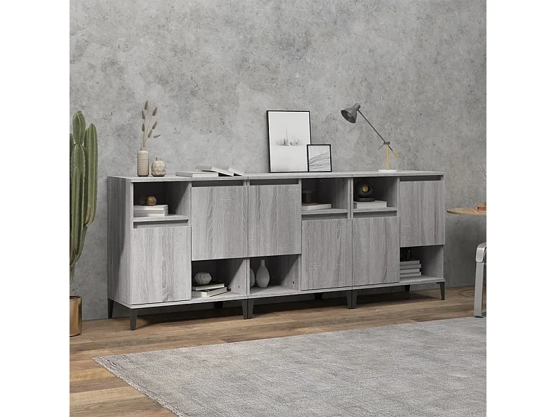 Credenze | Buffet | Armadi 3pz Grigio Sonoma 60x35x70 cm in Legno Multistrato