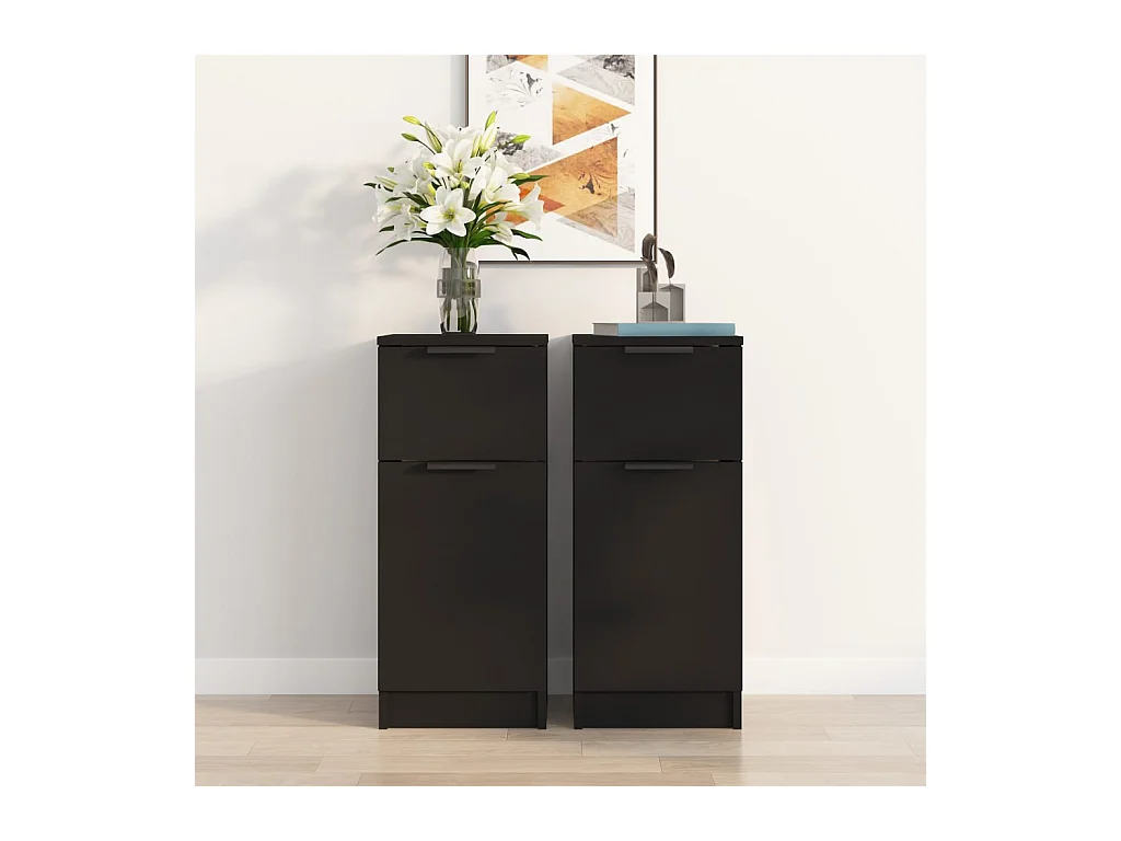 Credenze | Buffet | Armadi 2 pz Nere 30x30x70 cm in Legno Multistrato