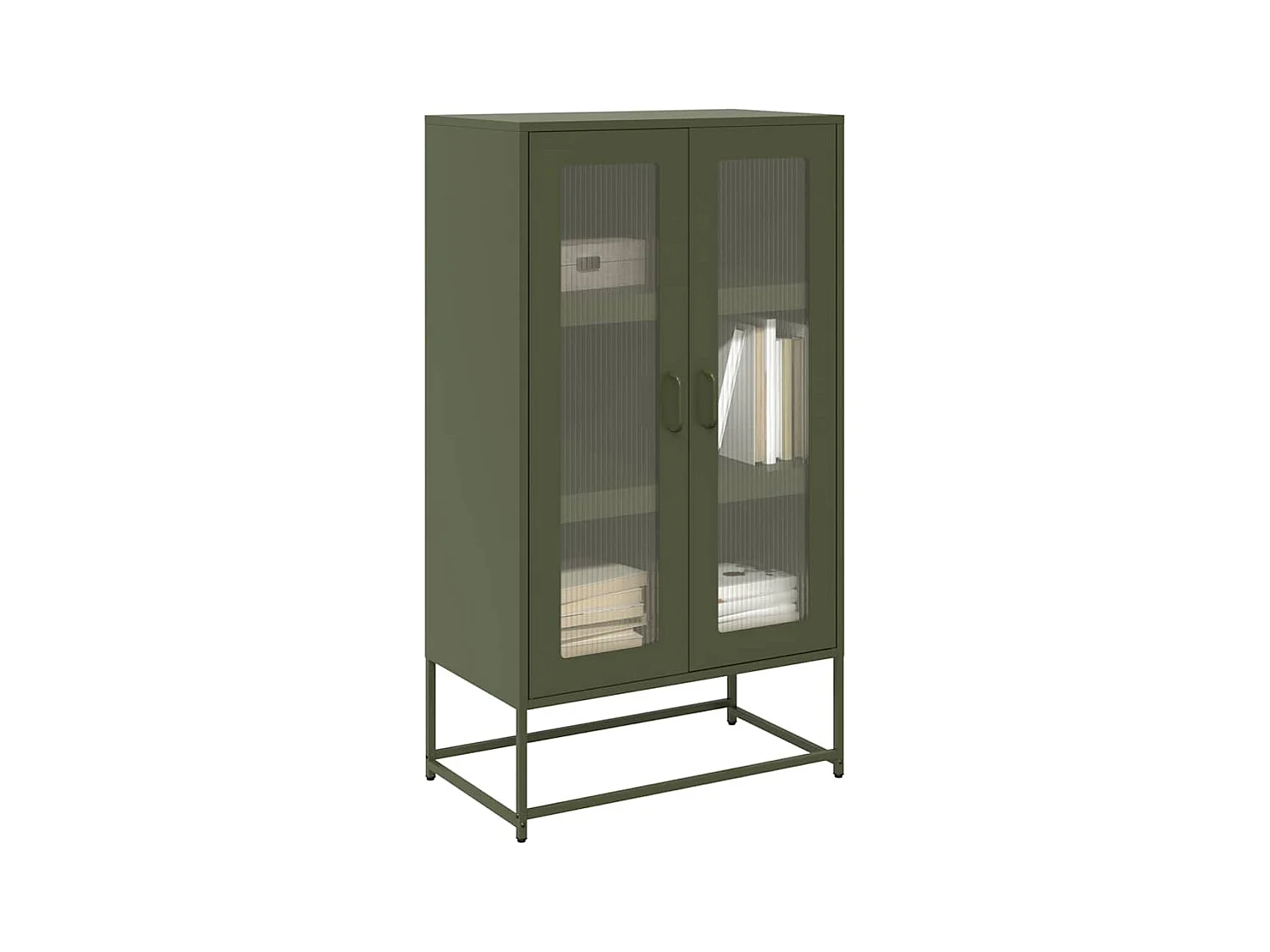 Buffet | Bahut | Meuble de rangement haut vert olive 68x39x123 cm acier